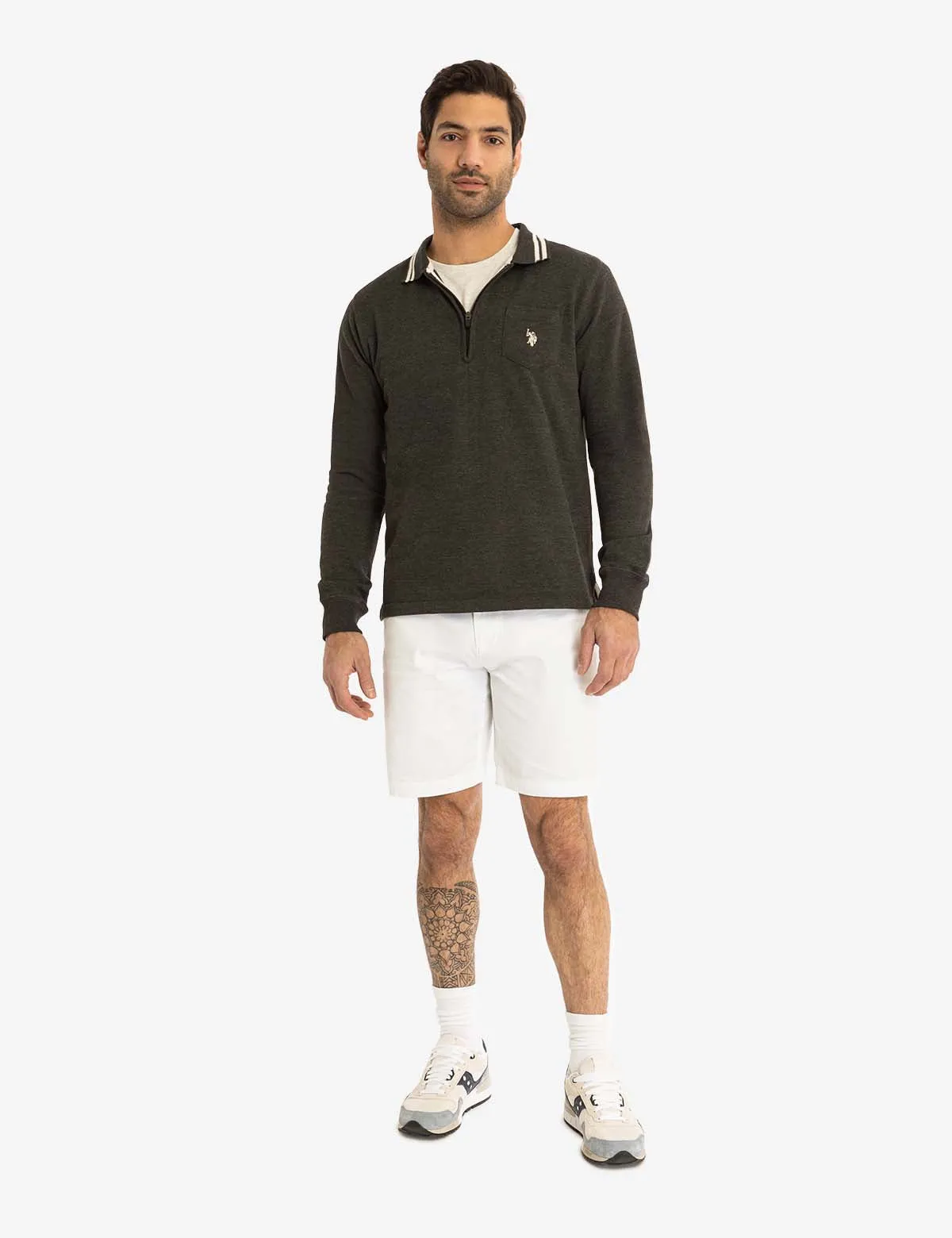 1/4 ZIP CHEST POCKET FRENCH TERRY SWEATSHIRT