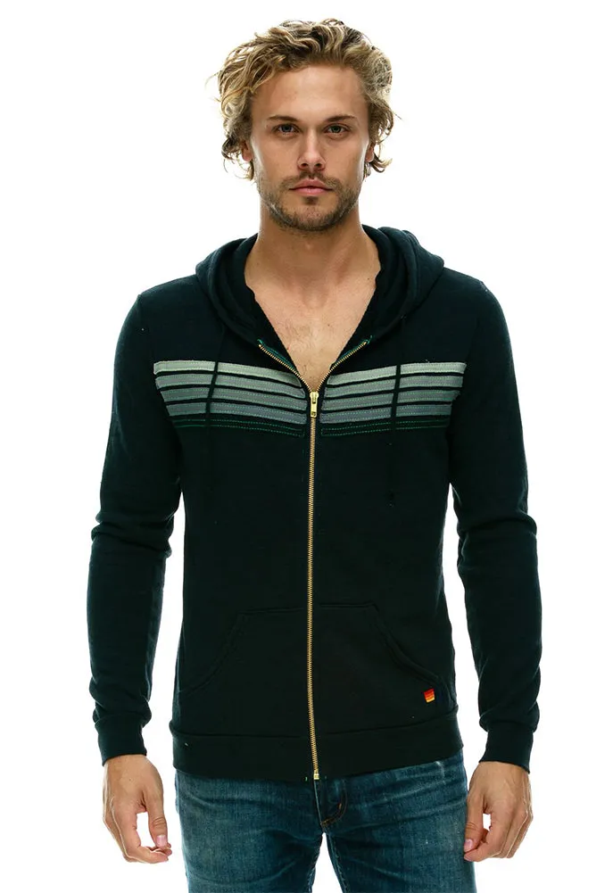 Aviator Nation 5 Stripe Zip Hoodie in Charcoal/Grey Stripes