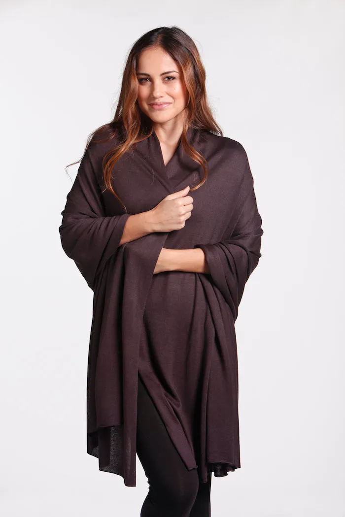 Bamboo Cashmere Wool Travel Wrap - Cacao