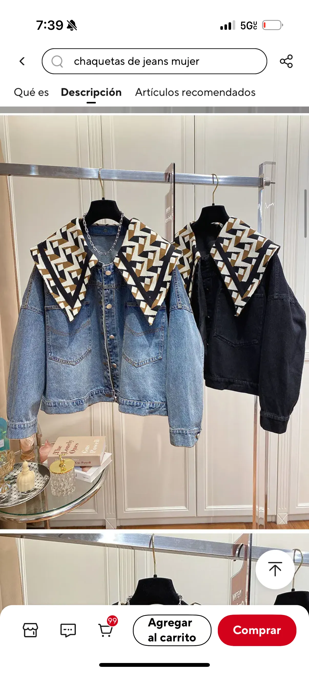 Blue jeans detachable big neck jacket