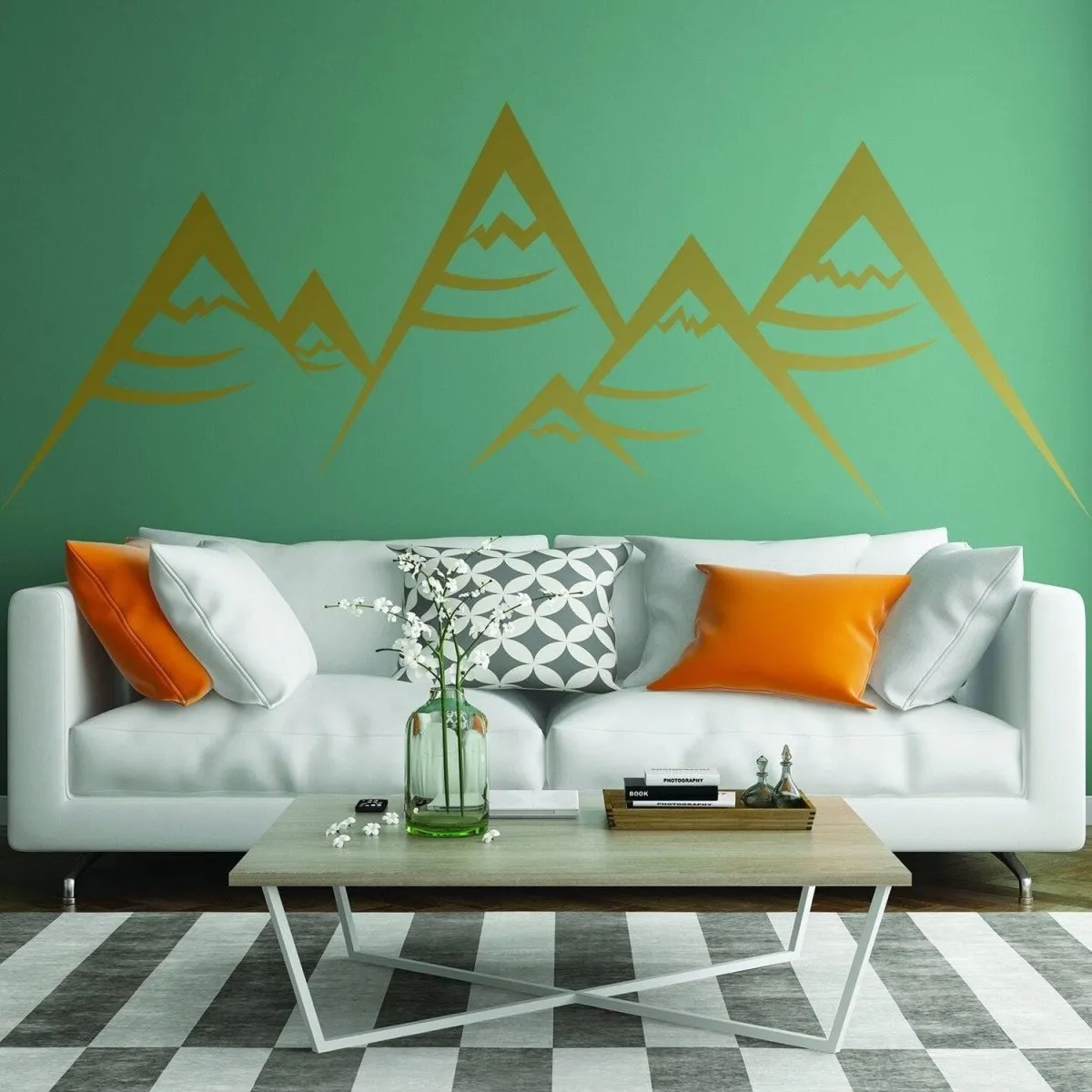 Boho Modern Vinyl Wall Decal - Geometric Peaks Design for Stylish Interiors