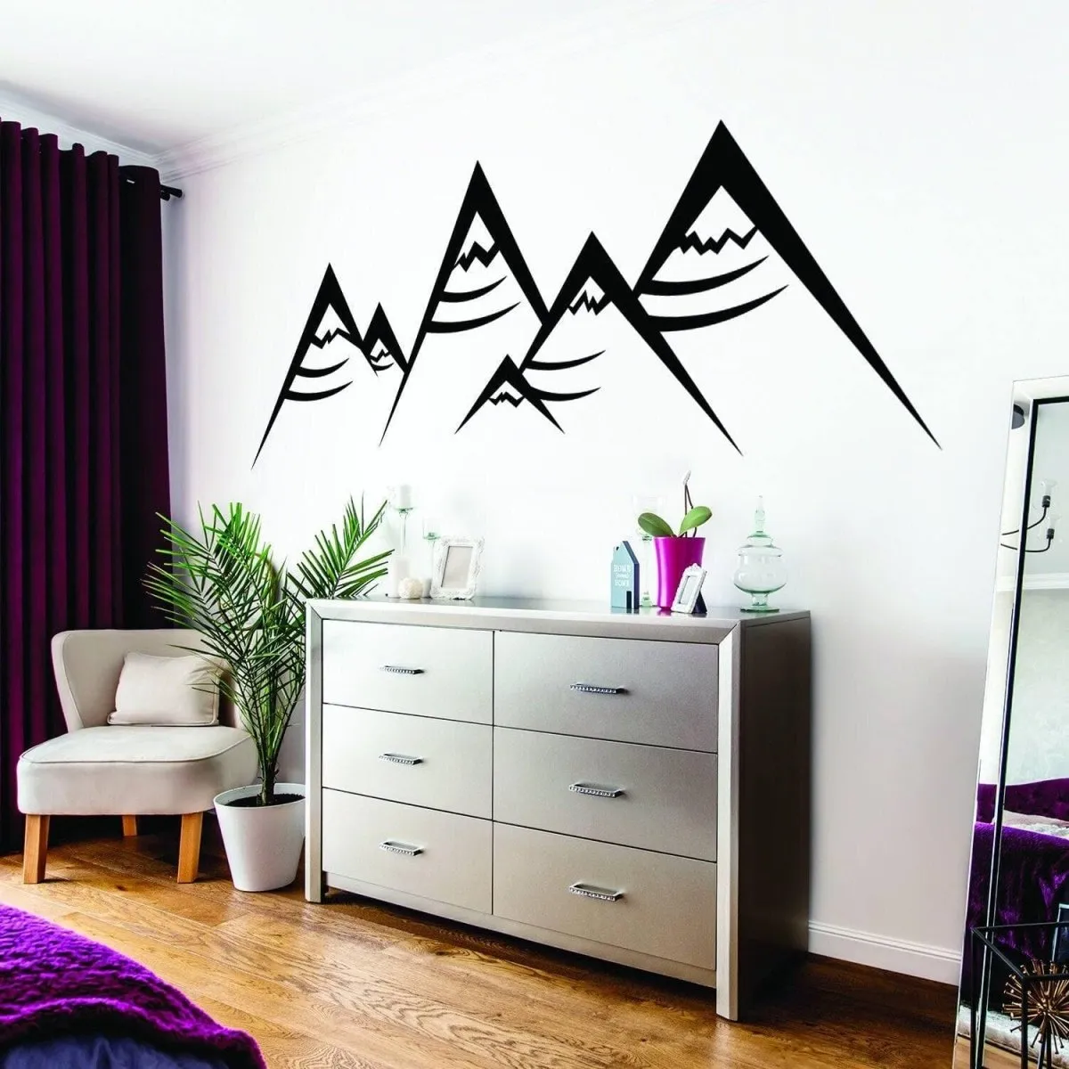 Boho Modern Vinyl Wall Decal - Geometric Peaks Design for Stylish Interiors