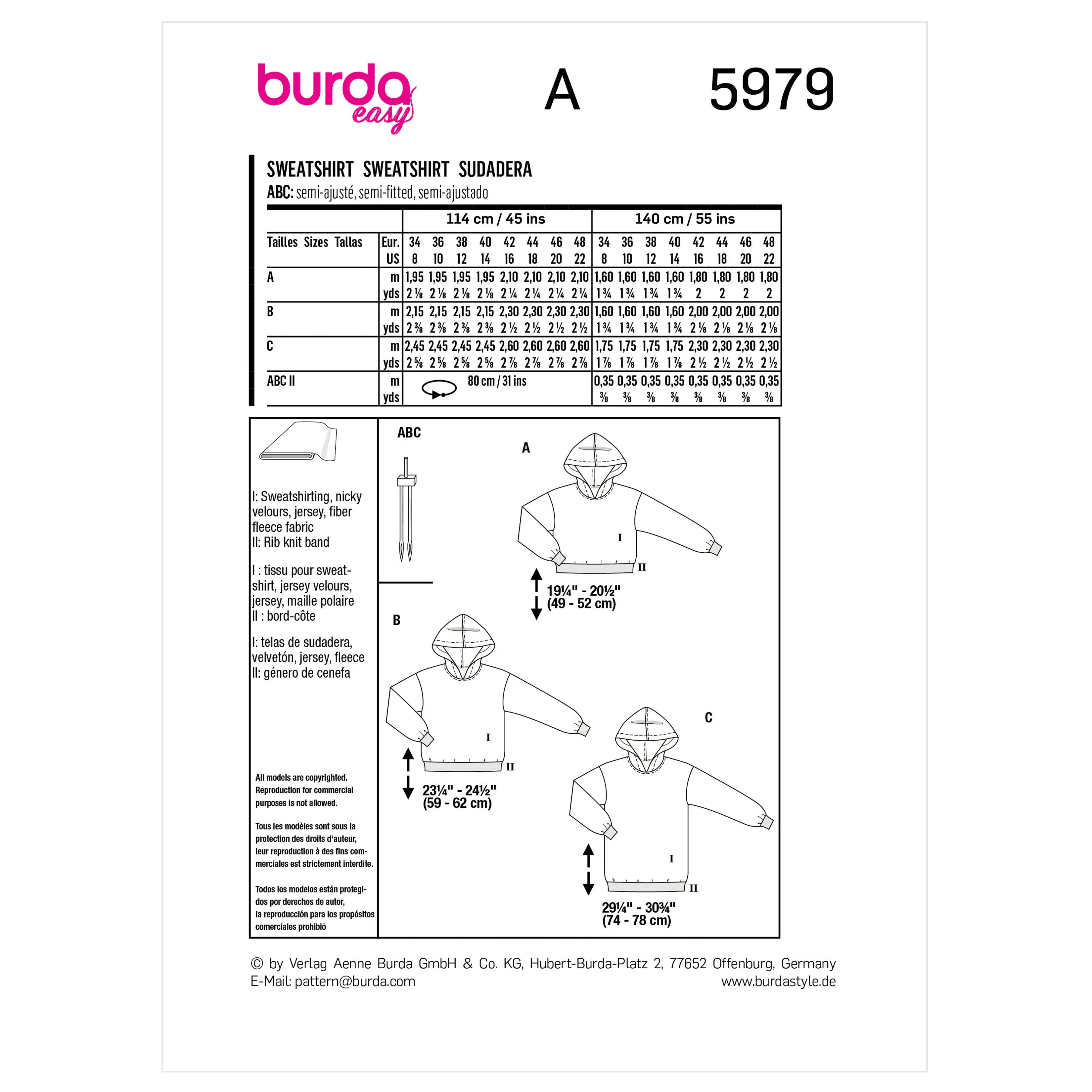 Burda Pattern 5979 Misses' Sweater