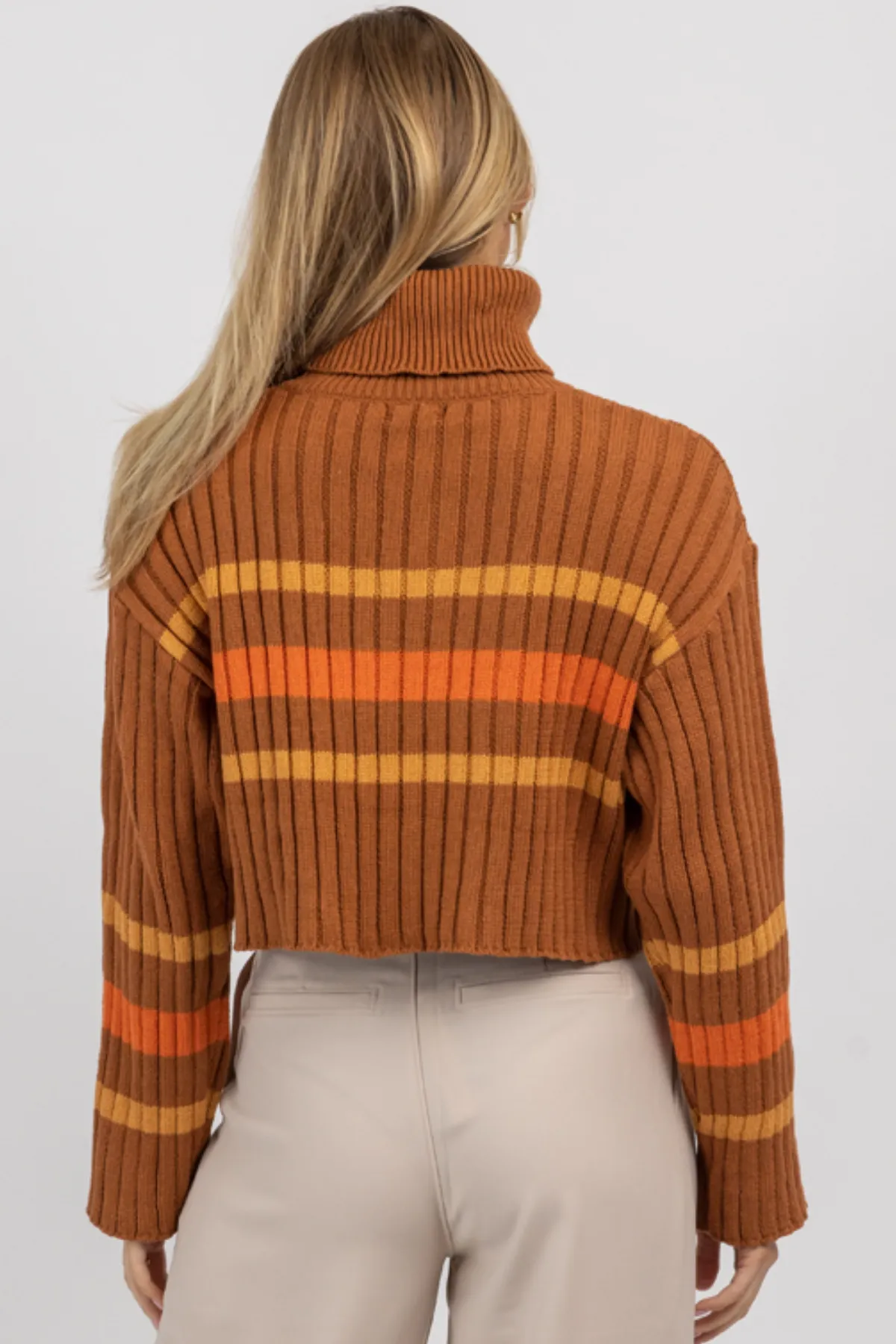 CINNAMON STRIPE TURTLENECK SWEATER