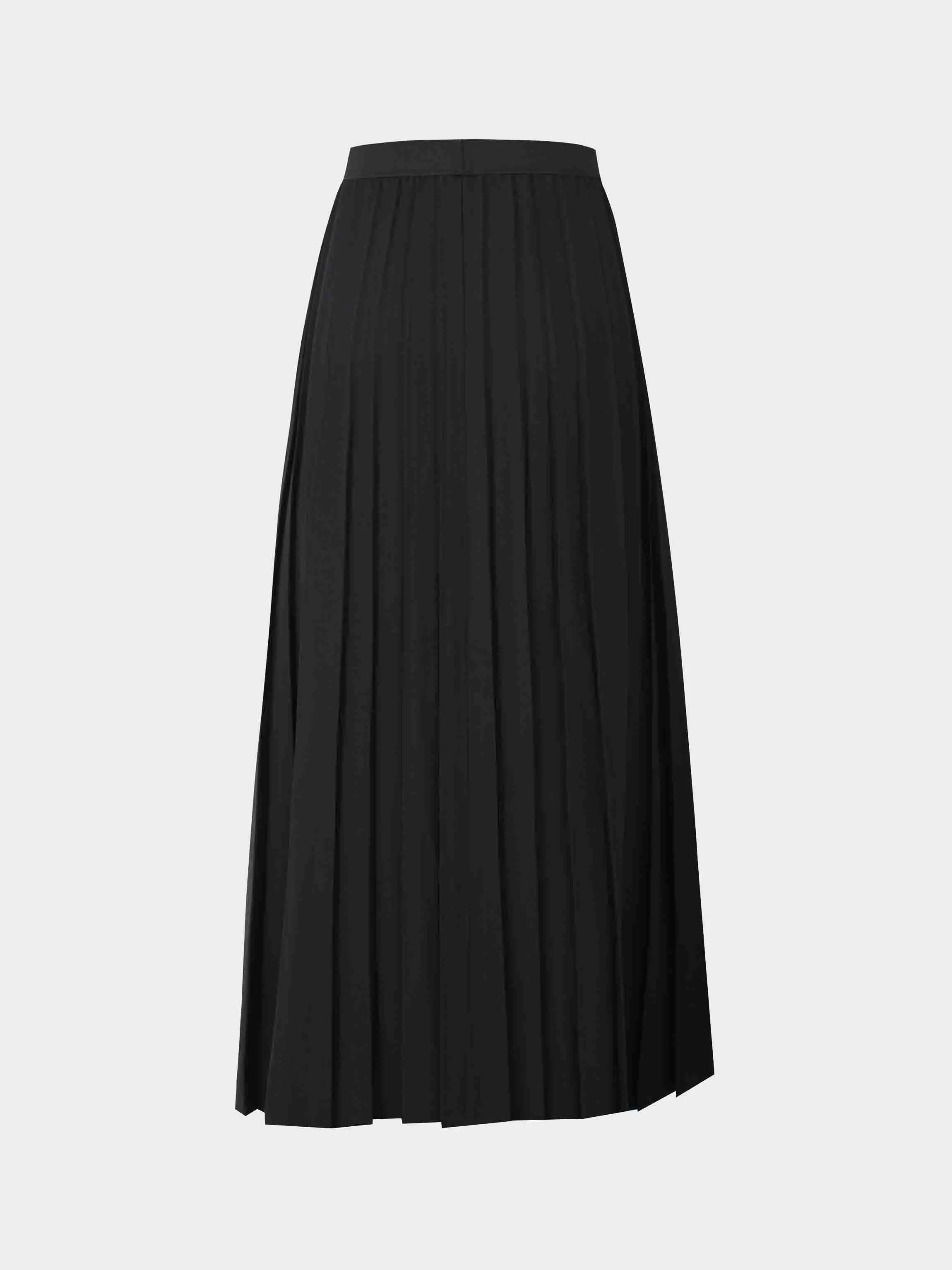 Color Block Pleated Skirt-Black/Grey