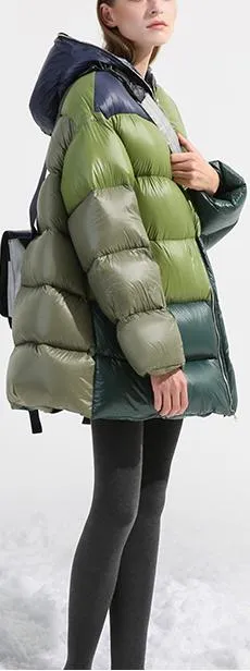 Color-Block Short Puffer Coat