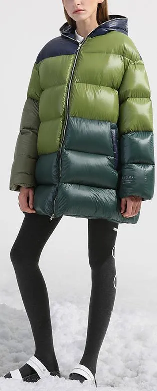 Color-Block Short Puffer Coat