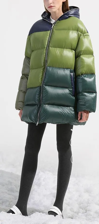 Color-Block Short Puffer Coat