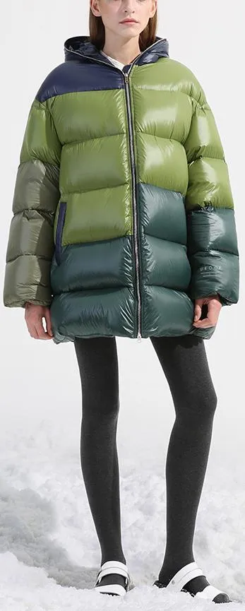 Color-Block Short Puffer Coat