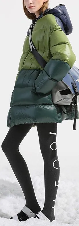 Color-Block Short Puffer Coat