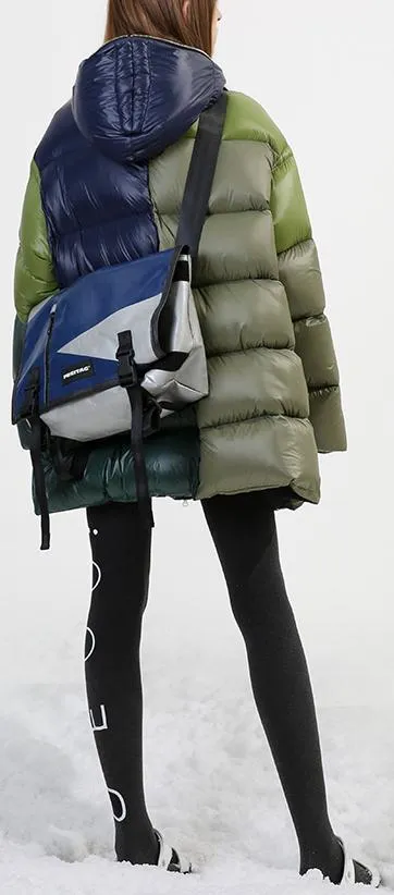 Color-Block Short Puffer Coat