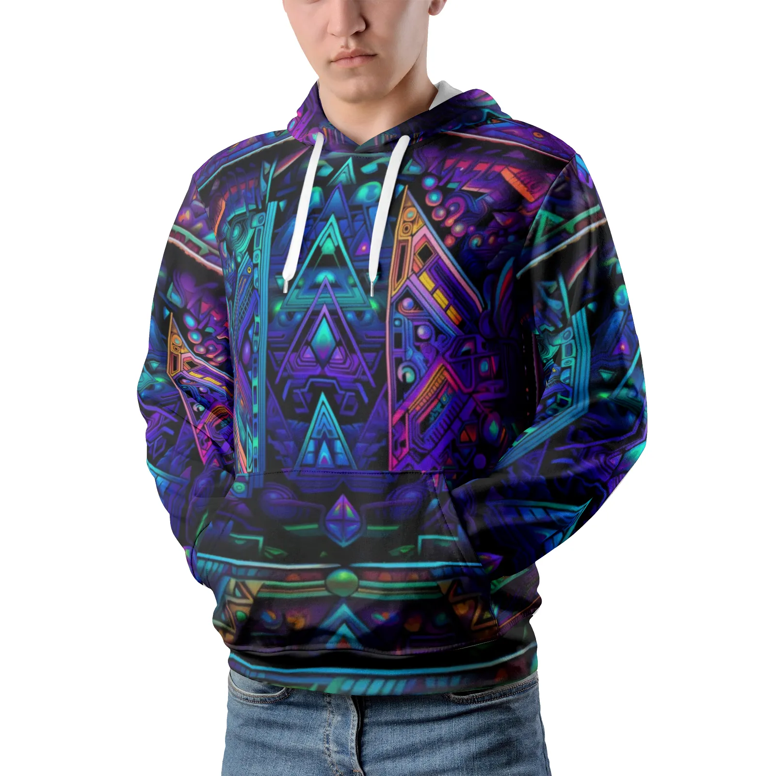 CYBERNIGHT Men's Pullover Hoodies | ACIDMATH AI