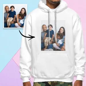 Double Side Print Essential Hoodie: All-in-One Unisex White Long Sleeve Custom Photo Sweatshirt