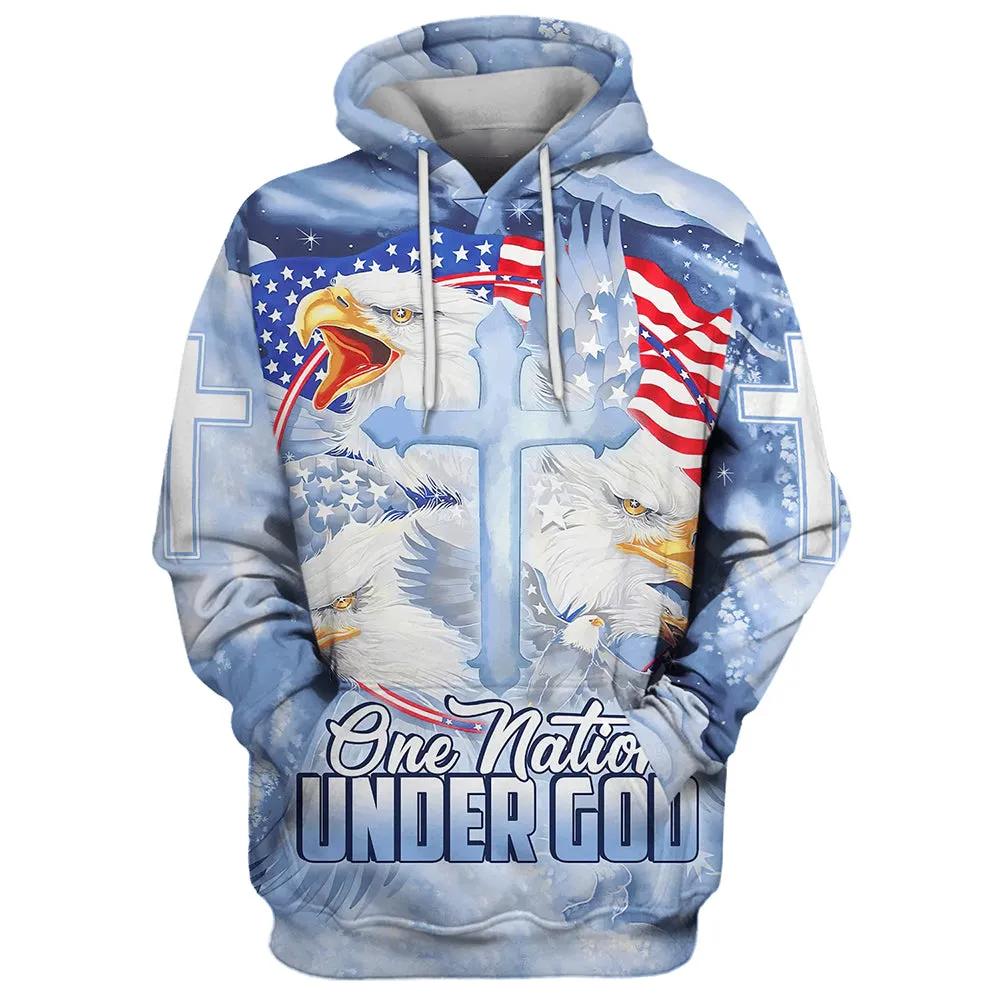 Eagle Christian Cross Jesus America One Nation Under God 3D Hoodies Jesus Hoodie Men & Women Christian Hoodie 3D Printed Hoodie