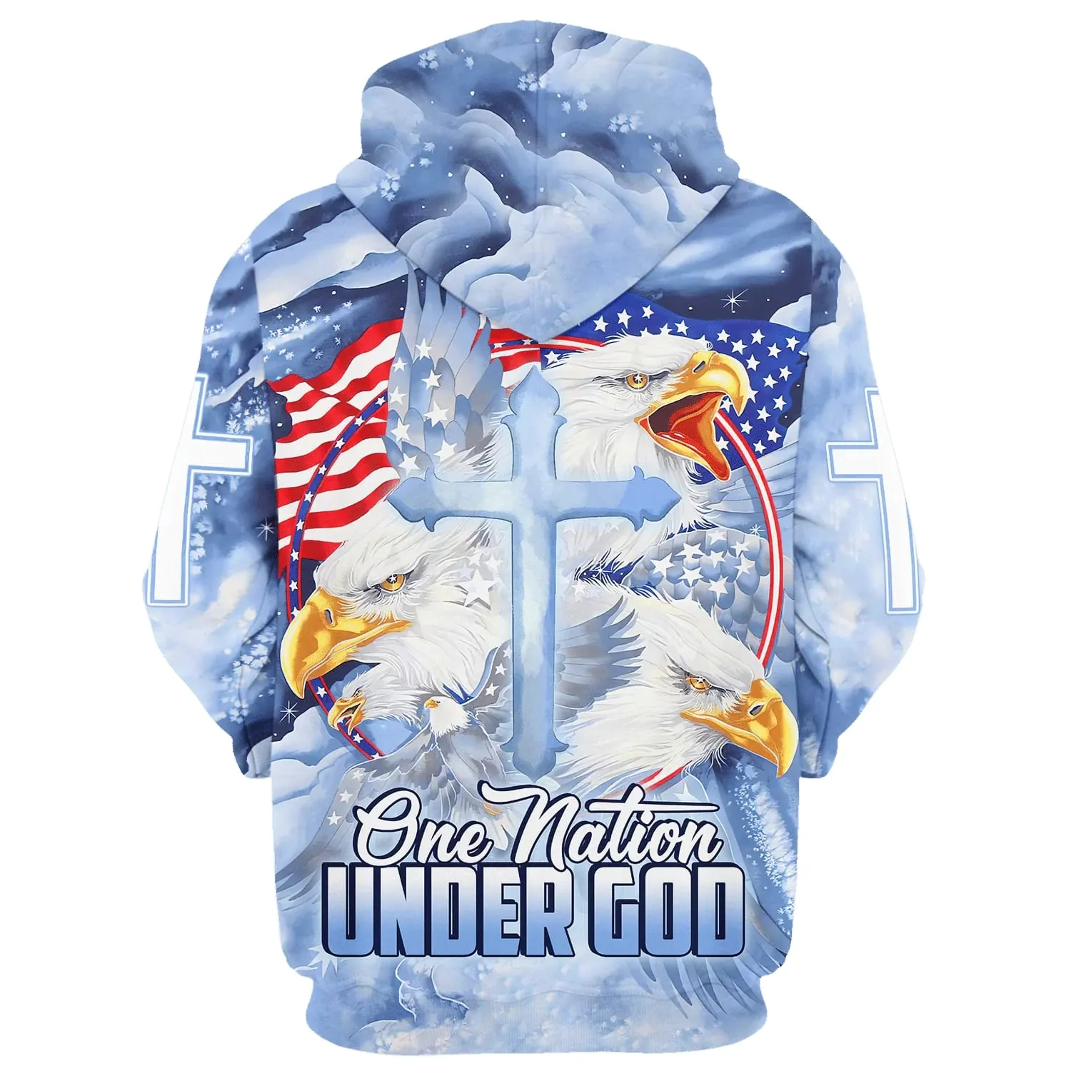 Eagle Christian Cross Jesus America One Nation Under God 3D Hoodies Jesus Hoodie Men & Women Christian Hoodie 3D Printed Hoodie