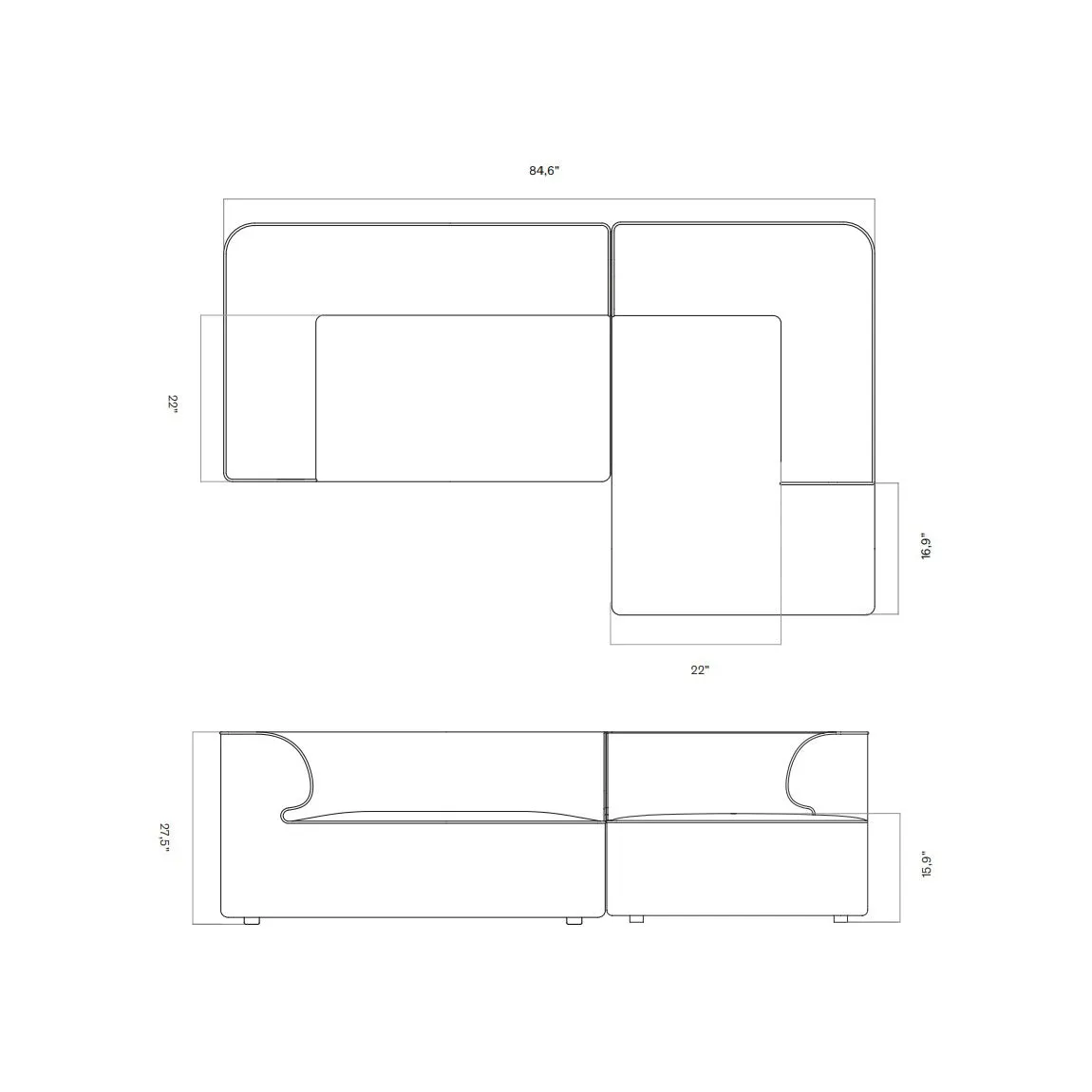 Eave Modular Chaise Sofa