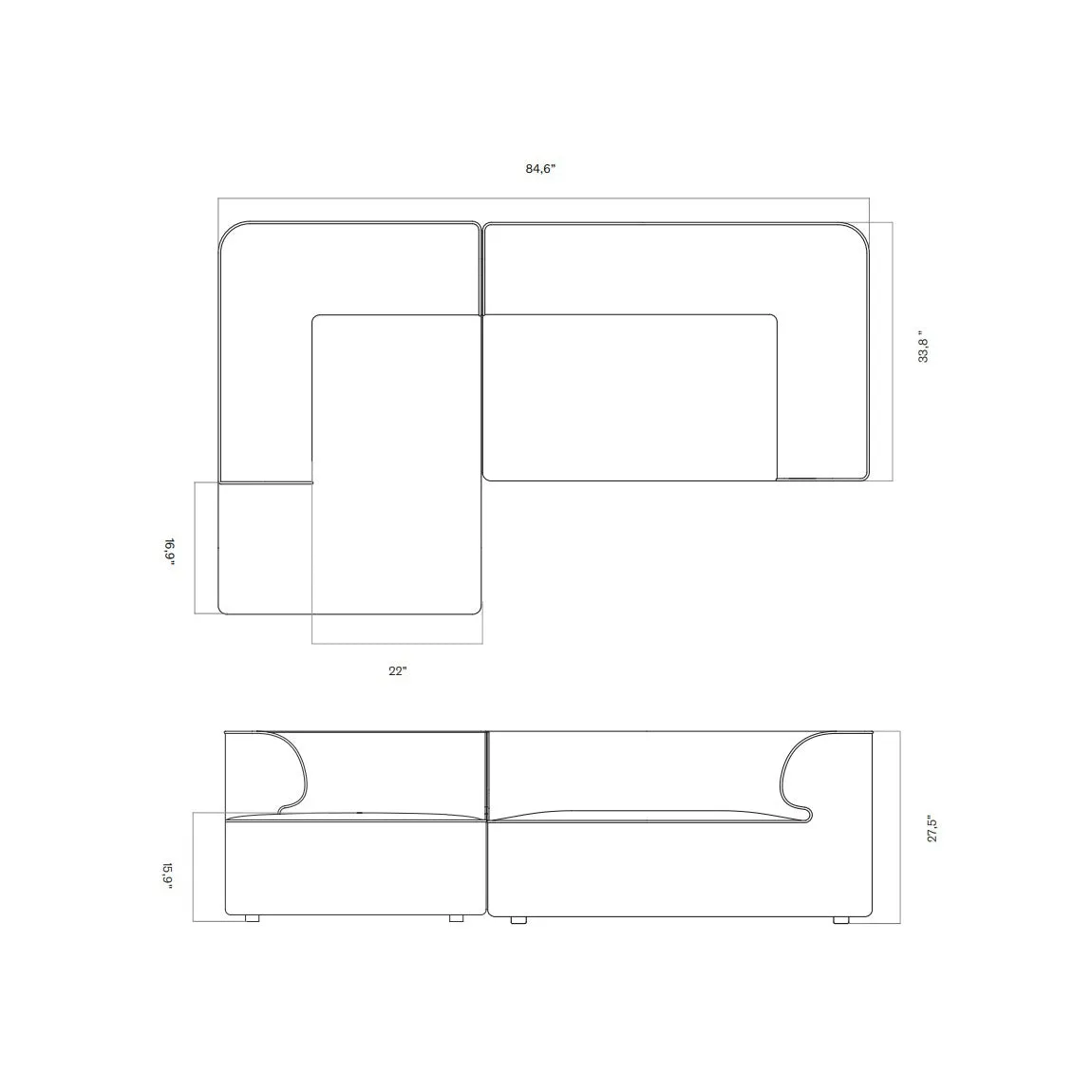 Eave Modular Chaise Sofa