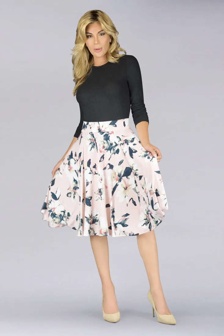 En Femme Flowing Swing Midi Skirt