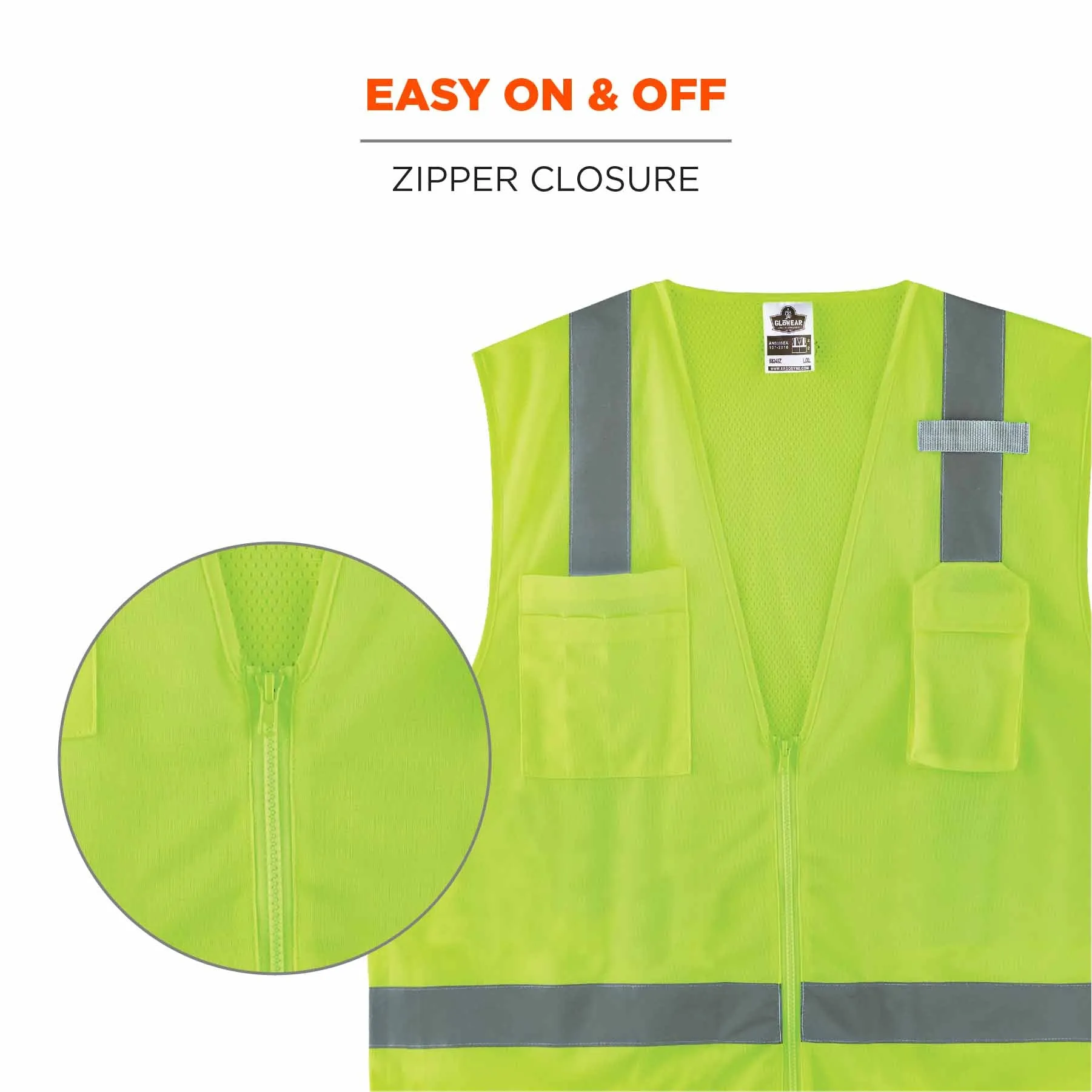 Ergodyne 24502 8249Z-S S Lime Class 2 Economy Surveyors Vest - Single Size