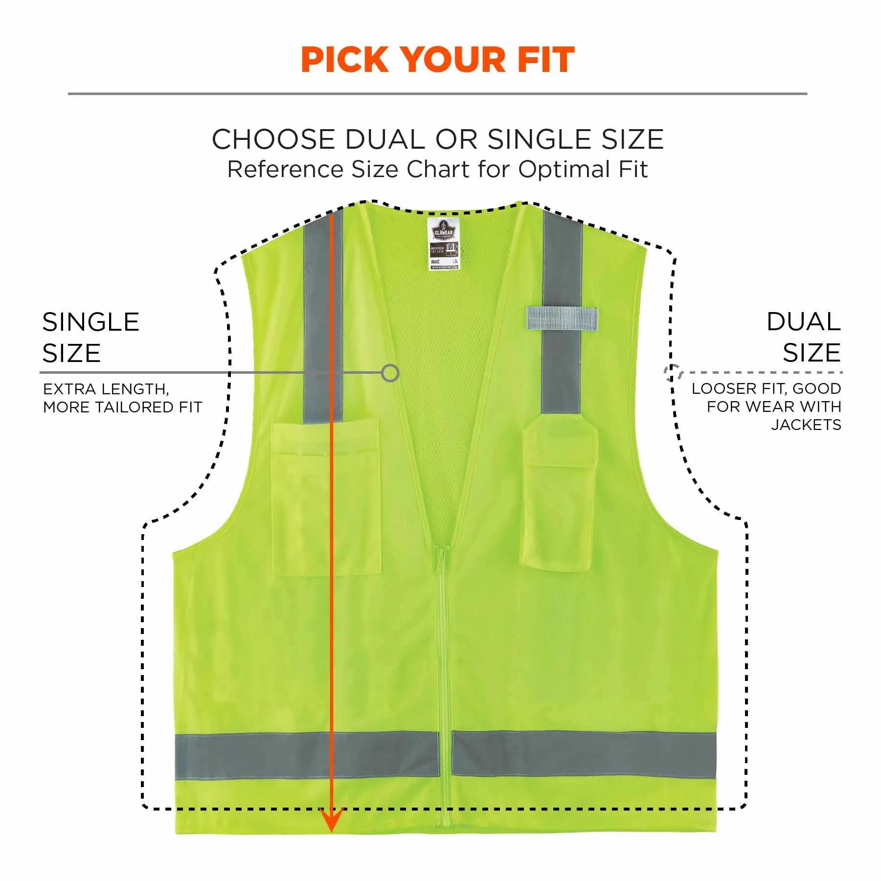 Ergodyne 24502 8249Z-S S Lime Class 2 Economy Surveyors Vest - Single Size