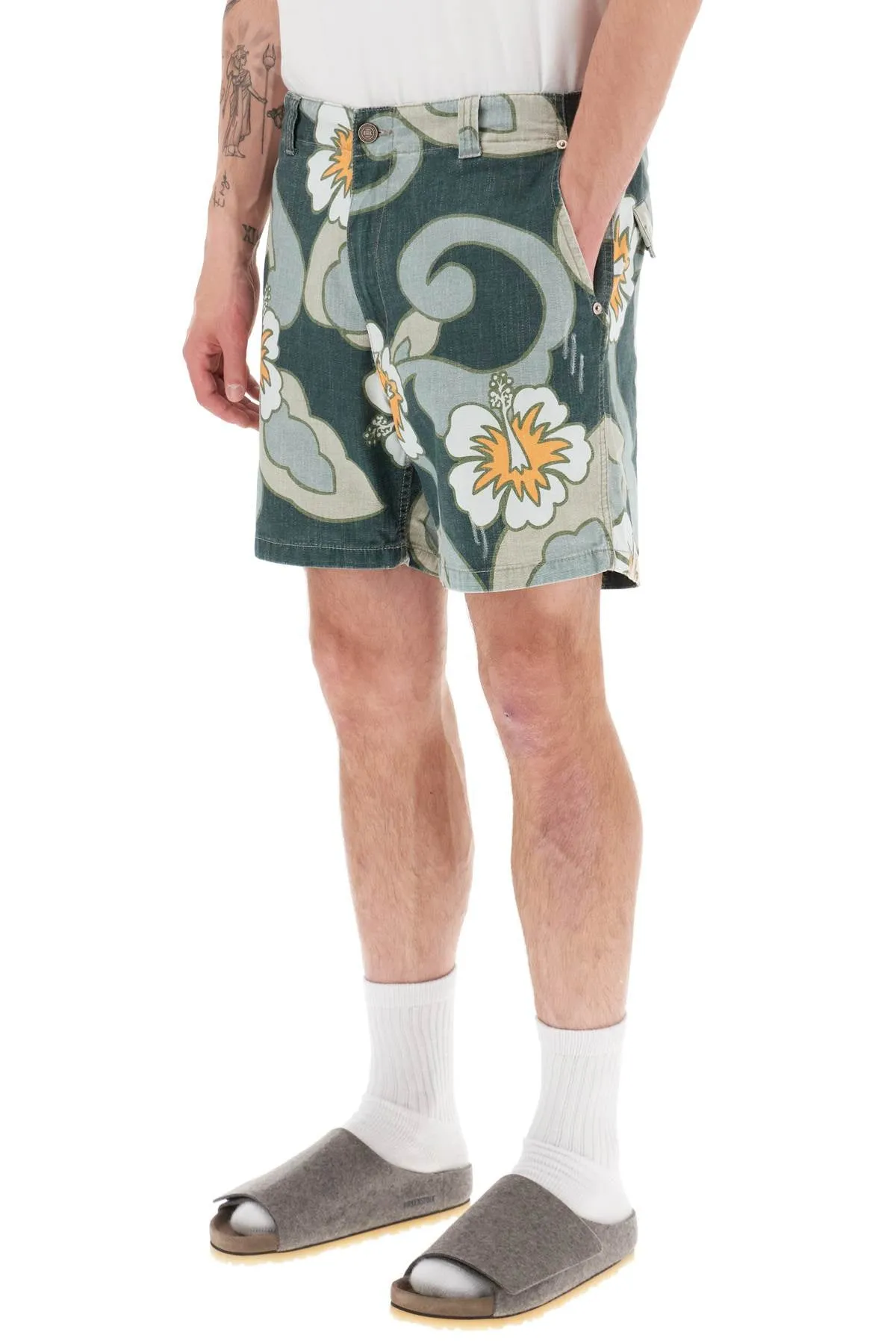 Erl floral print bermida shorts