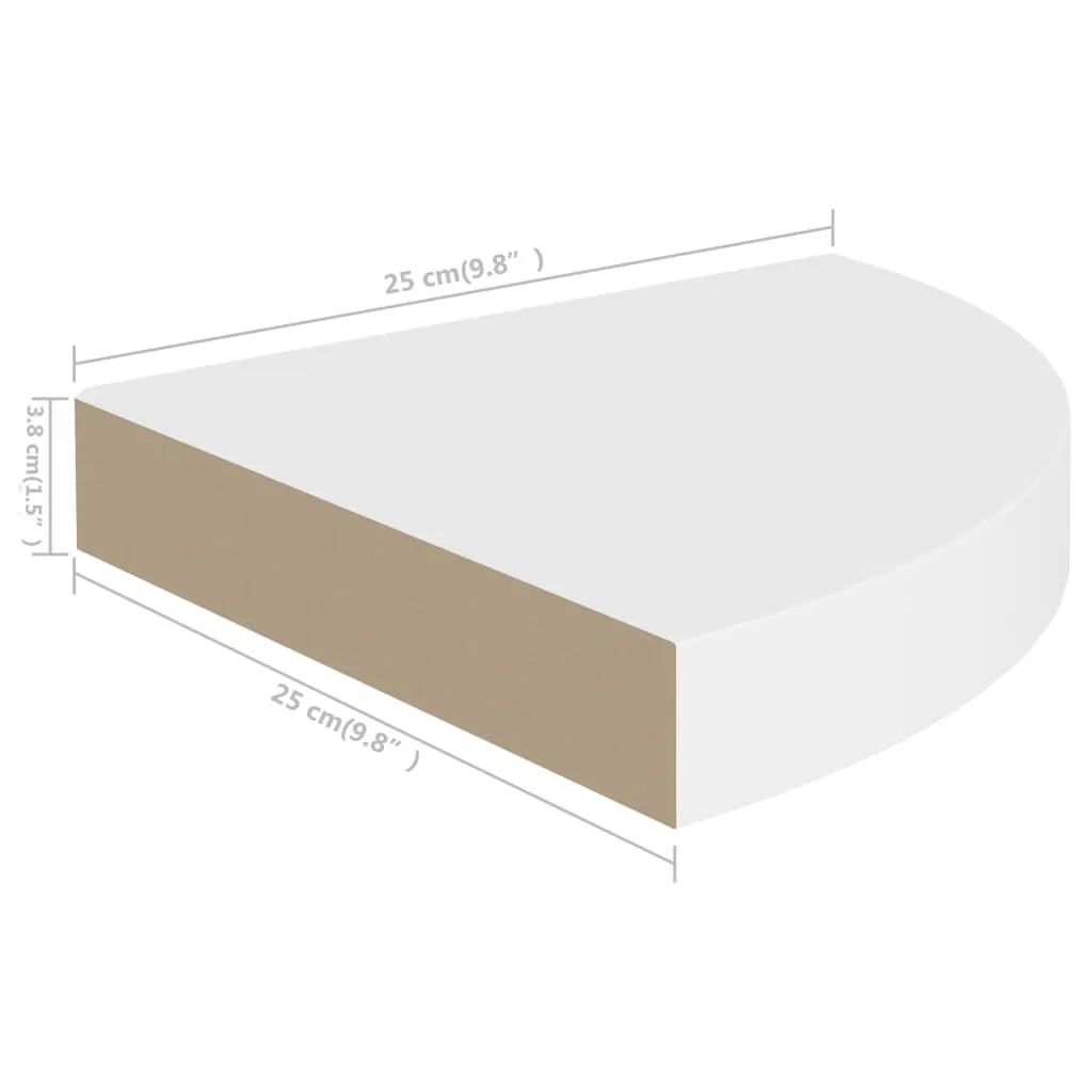 Floating Corner Shelf White 25x25x3.8 cm MDF