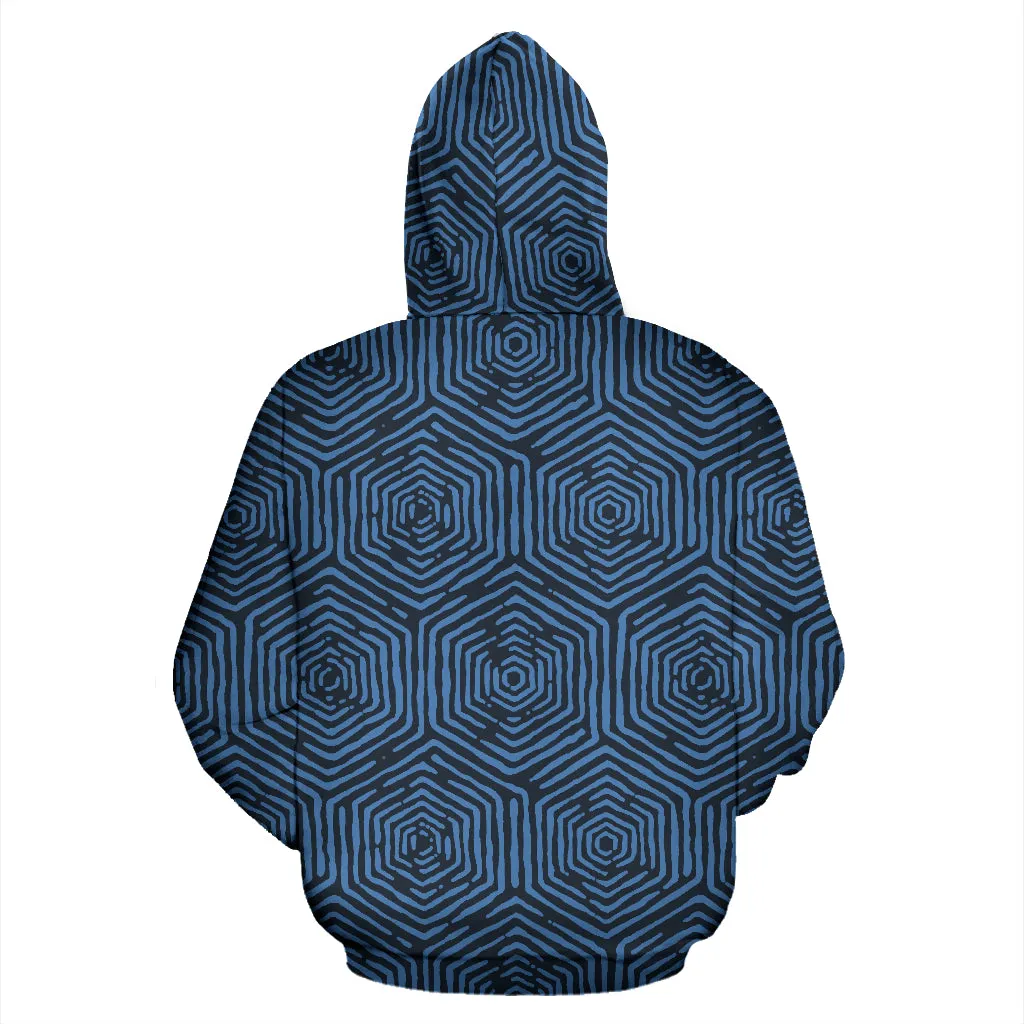 Hexagon Doodle - Blue | Hoodie | Mandalazed