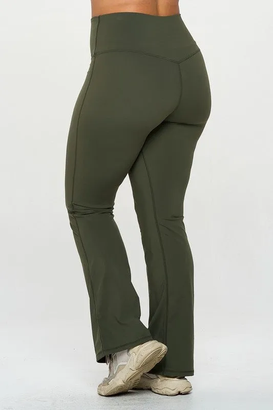 High Waisted Buttery Soft Yoga Flare - Olive