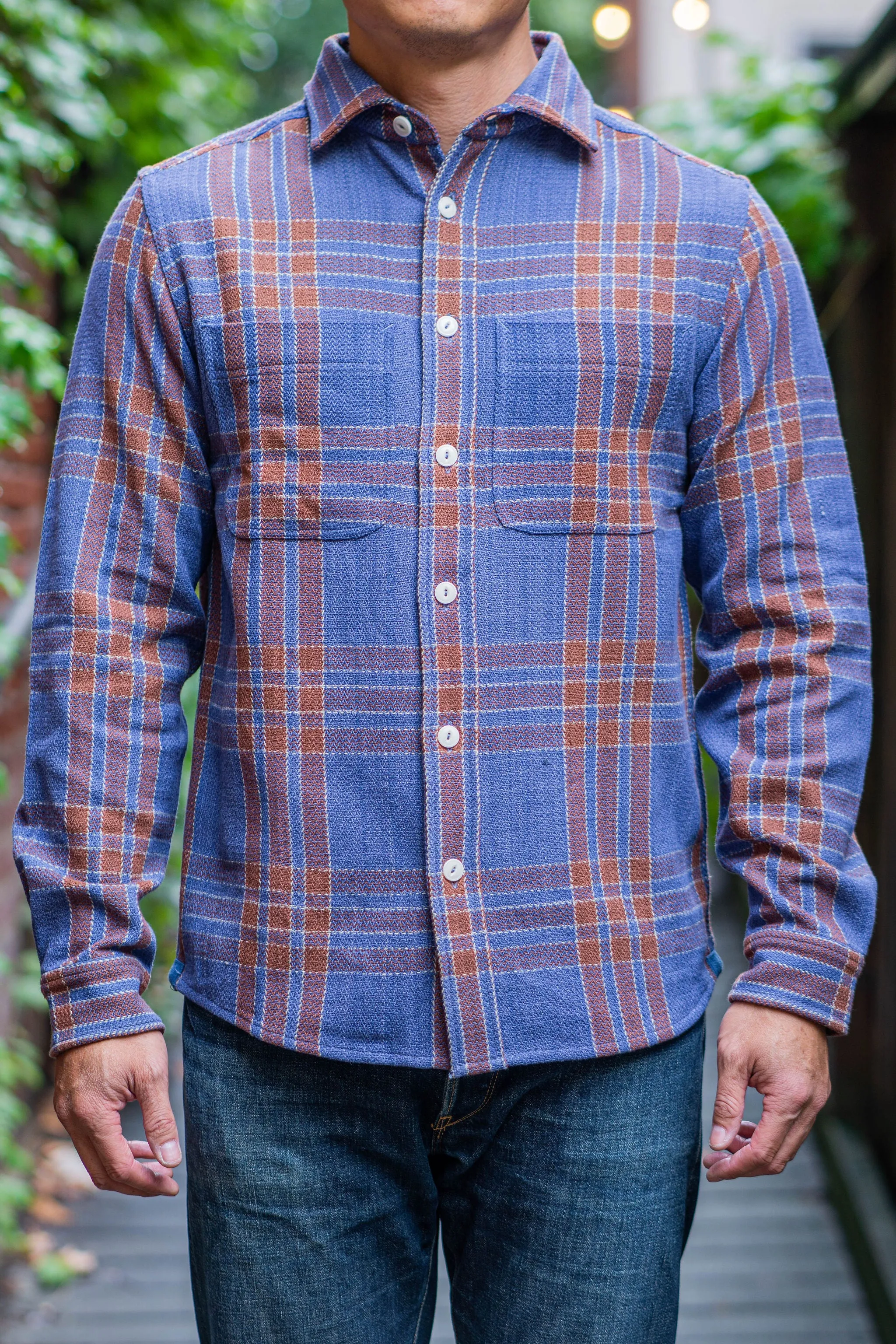 Indi   Ash LS Ames Workshirt - Indigo Big Plaid