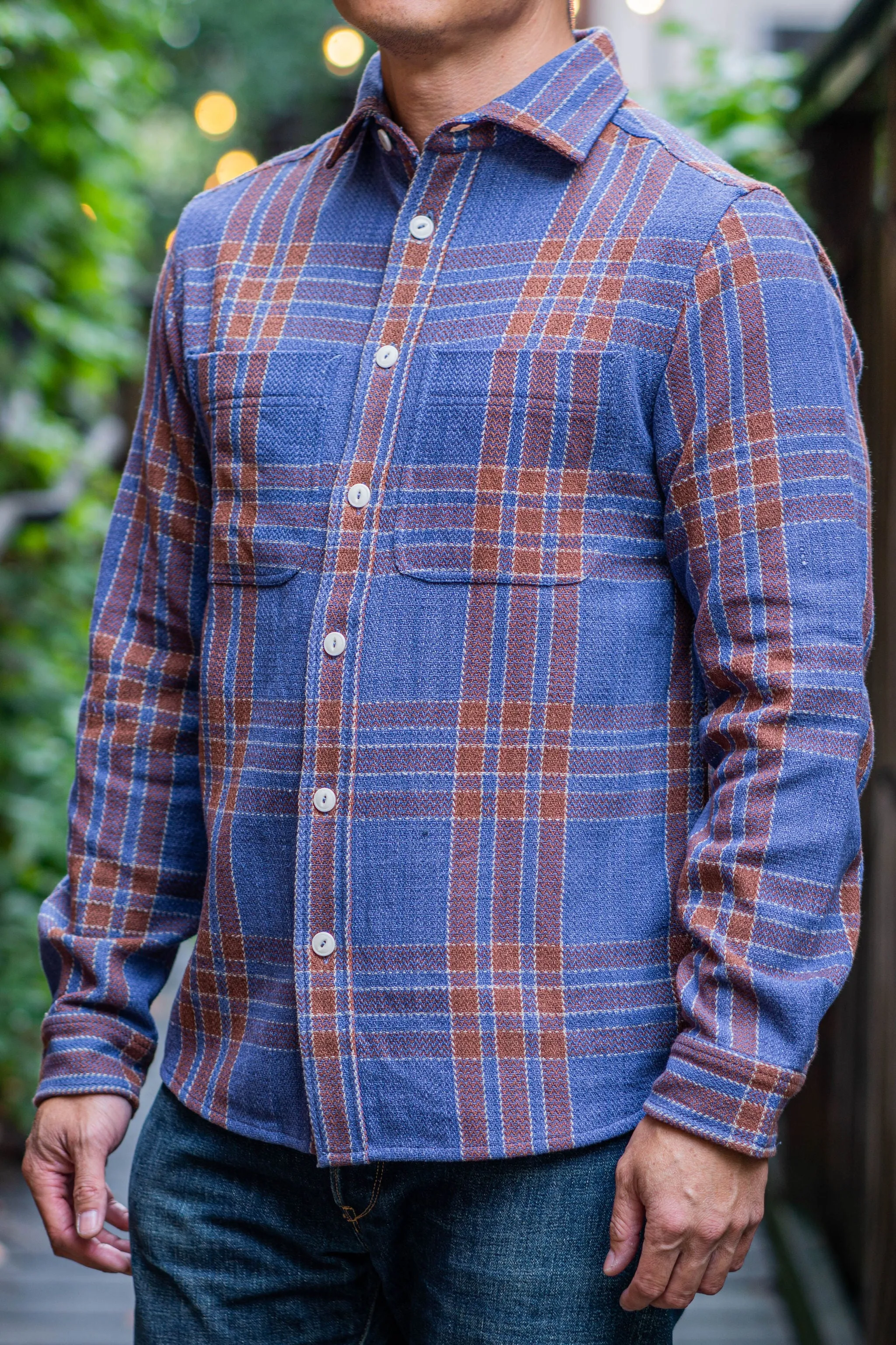 Indi   Ash LS Ames Workshirt - Indigo Big Plaid