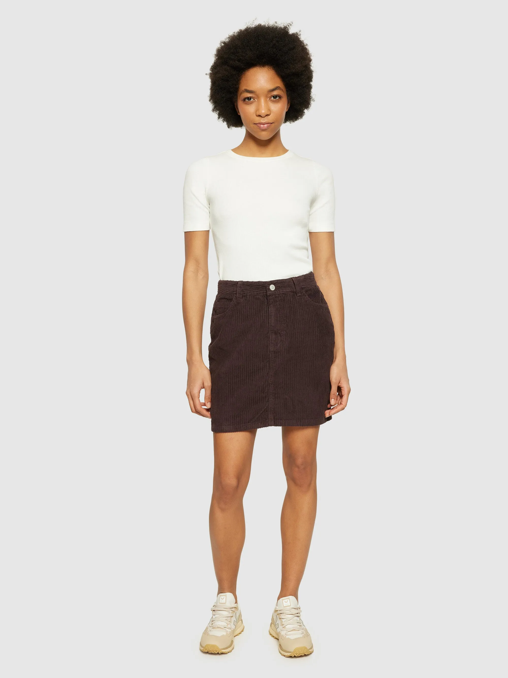 Irregular corduroy skirt - GOTS/Vegan - Chocolate Plum