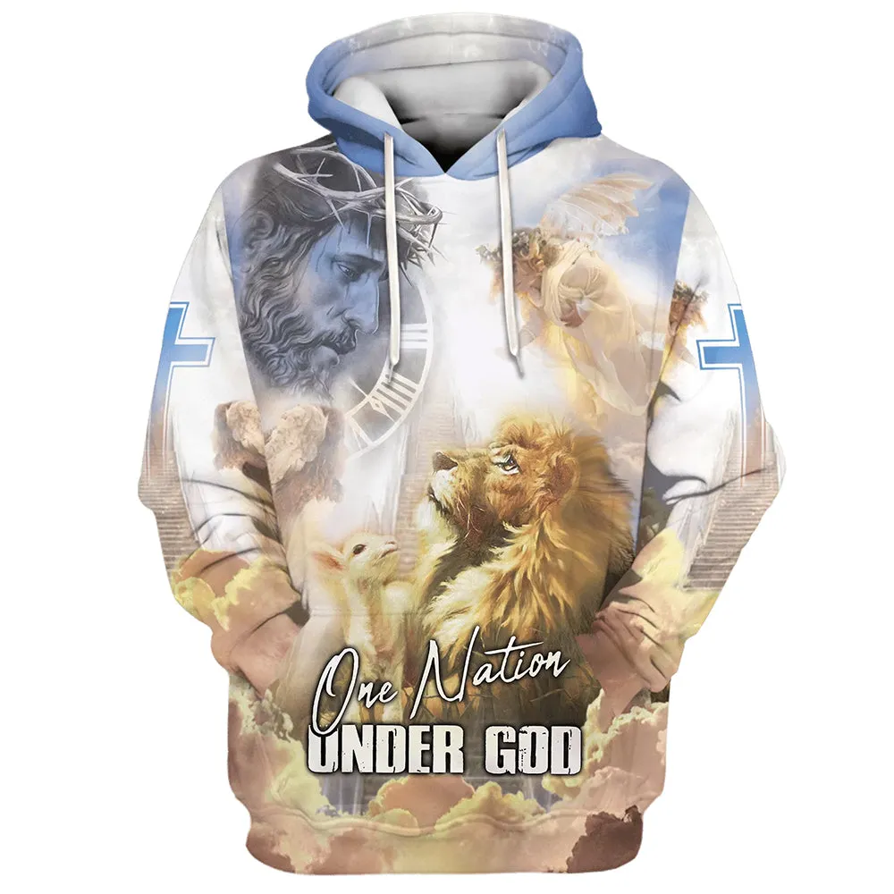 Jesus Lion Lamb One Nation Under God Hoodies Jesus Hoodie Men & Women Christian Hoodie 3D Printed Hoodie