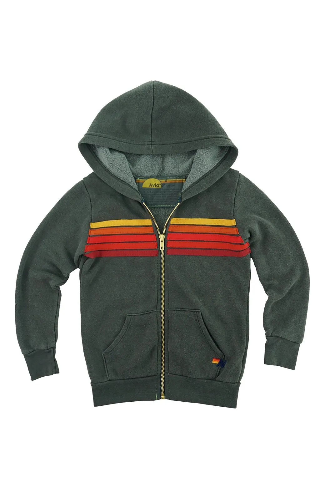 KID'S 5 STRIPE HOODIE - DARK GREY // RAINBOW