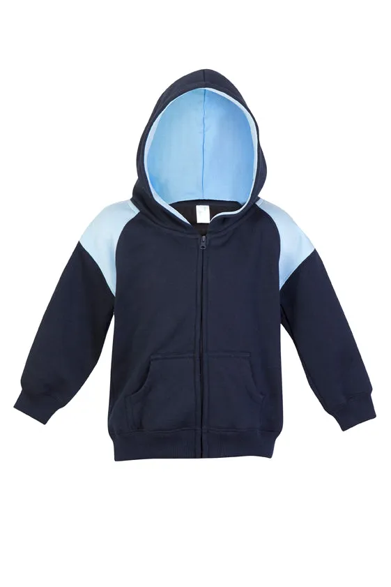 Kids Shoulder Contrast Panel Hoodies with Zipper - F335ZZ