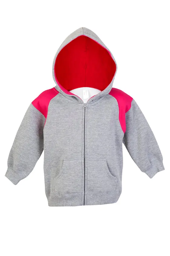 Kids Shoulder Contrast Panel Hoodies with Zipper - F335ZZ