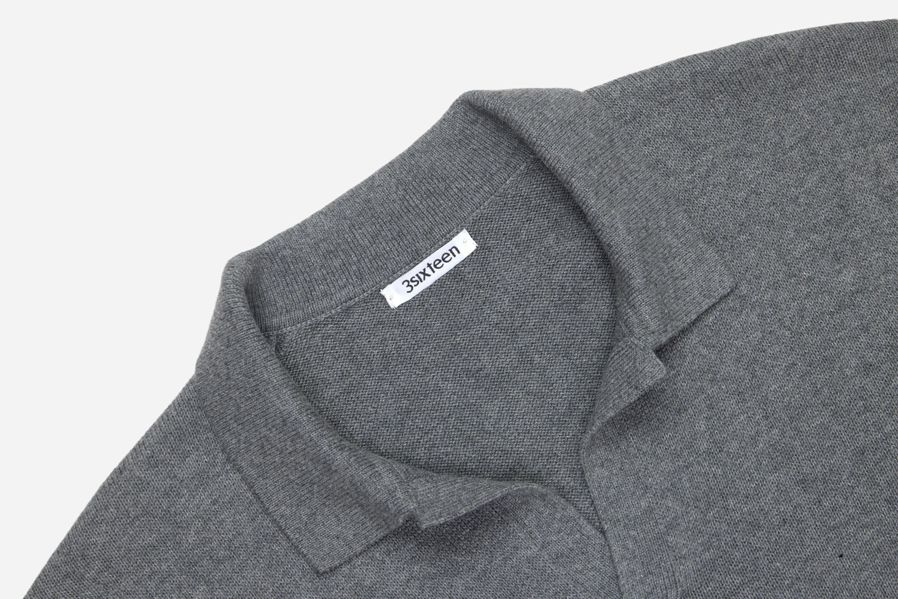 Long Sleeve Knit Polo ~ Grey