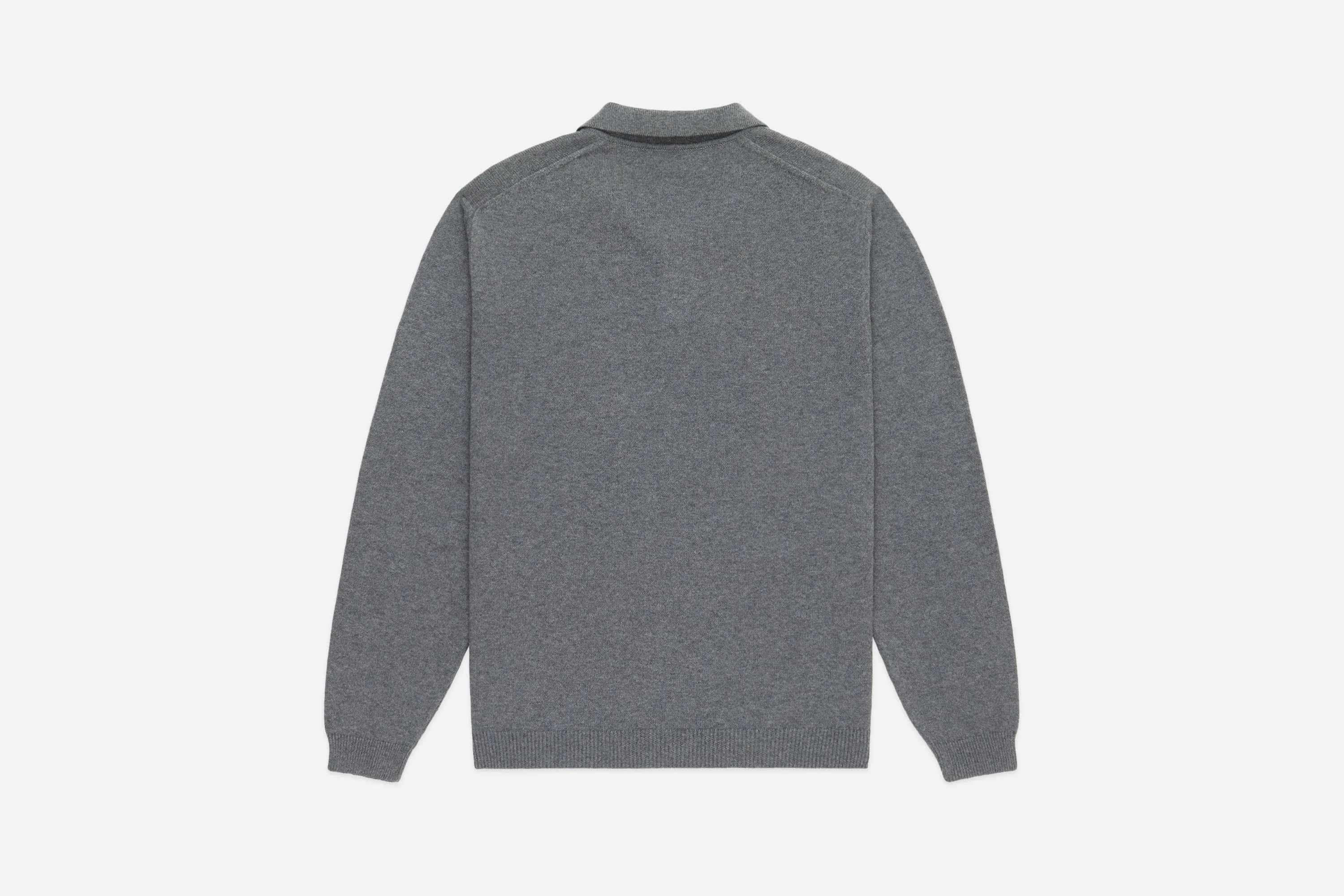 Long Sleeve Knit Polo ~ Grey