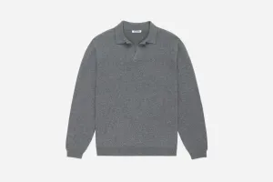 Long Sleeve Knit Polo ~ Grey