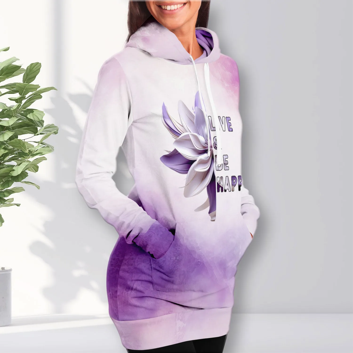 Longline Hoodie Joyful Petals