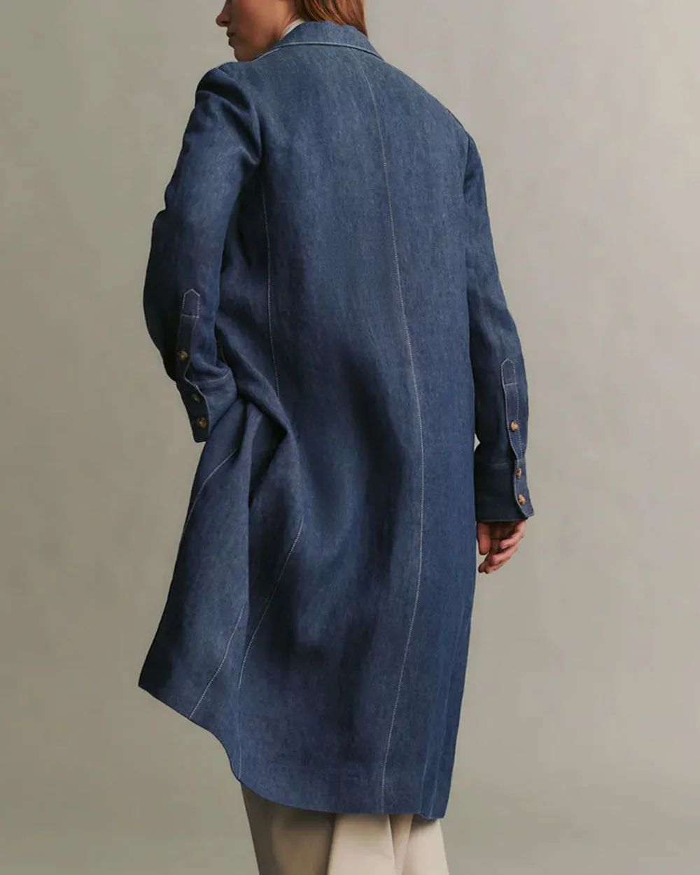 Medium Indigo Denim Hemp Car Coat