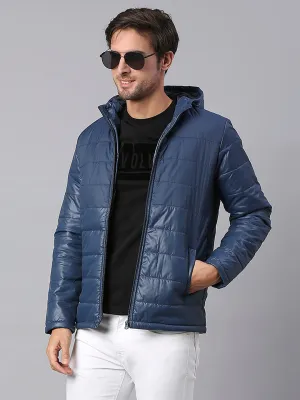 Men's Navy Regular Fit Hooded Winterwear Puffer Jackets