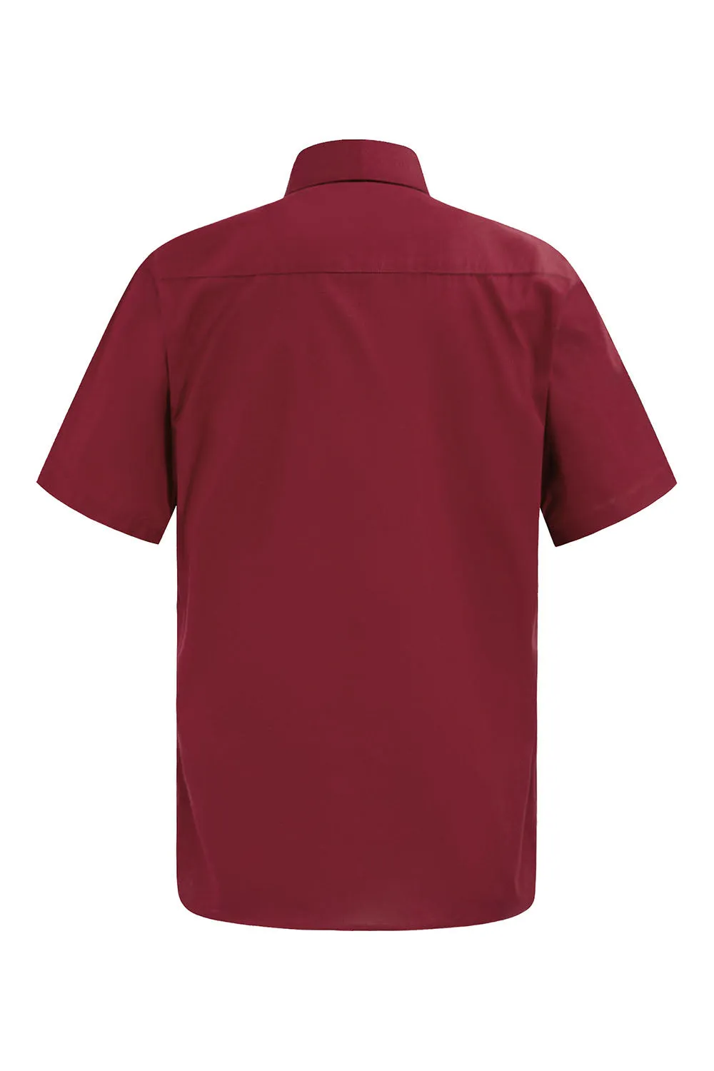 Men's Regular Fit Short Sleeve Solid Color Dress Shirts (Burgundy)