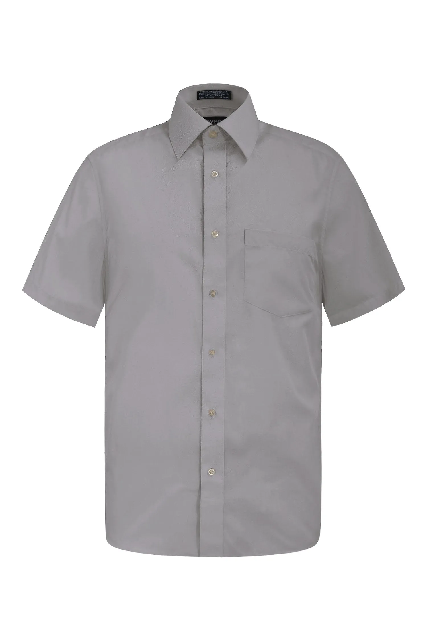 Men's Regular Fit Short Sleeve Solid Color Dress Shirts (Gray)