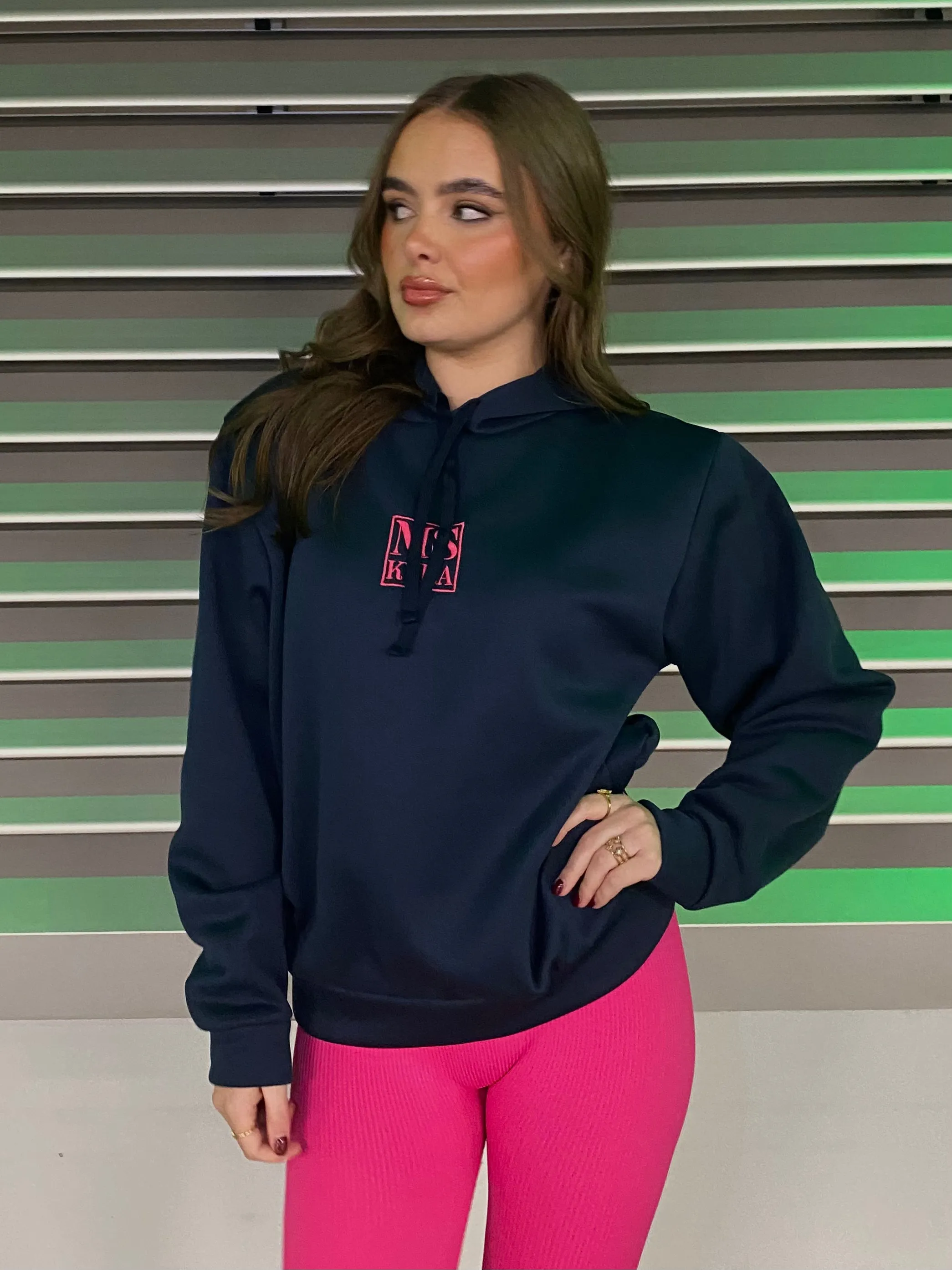 Miskyra Embroidered Hoodie - Navy