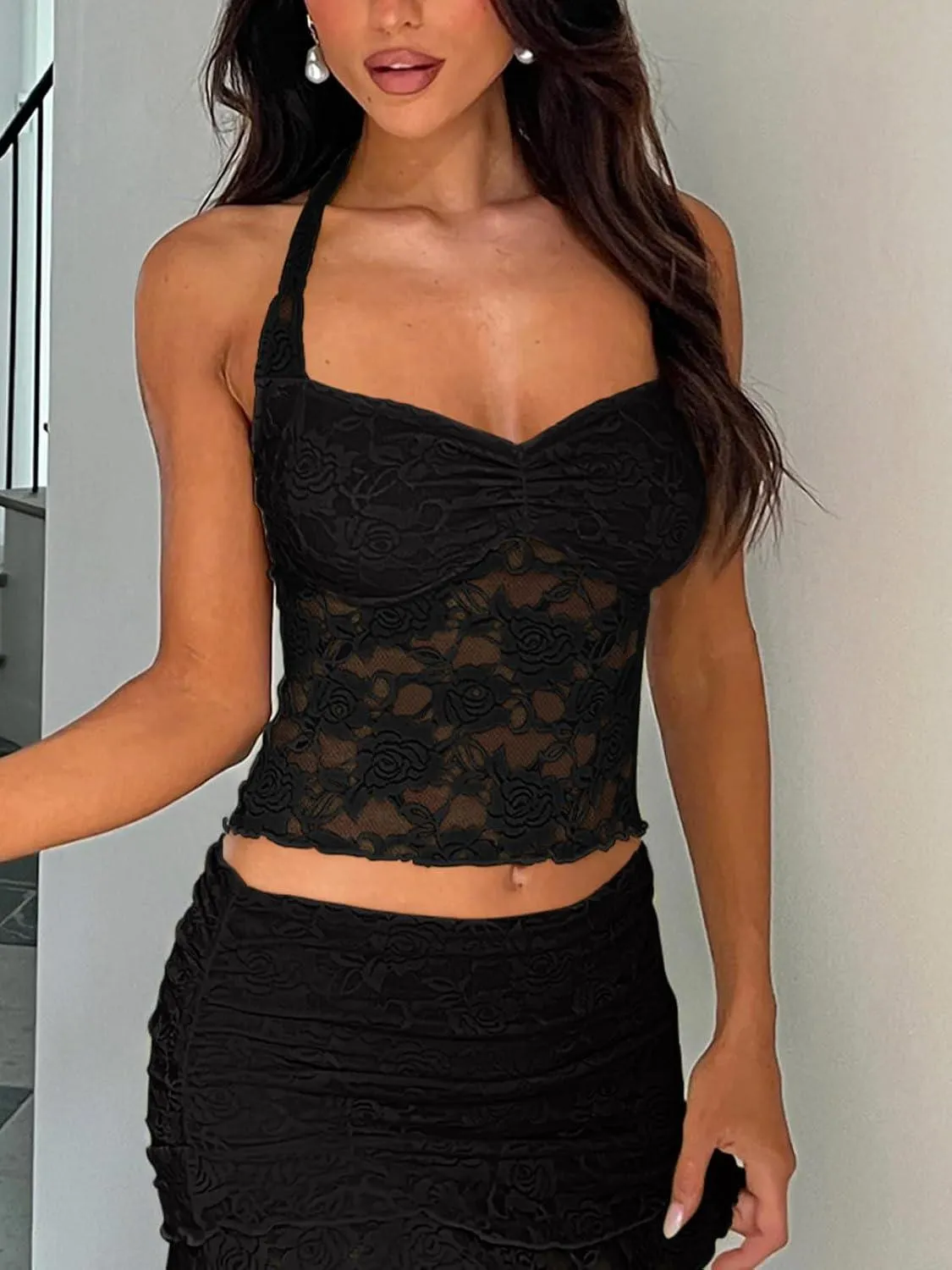 Mystic Rose Lace Bustier Top