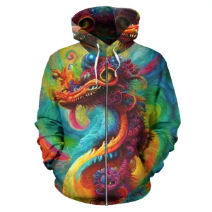 New Years Dragon Bouquet Zipper Hoodie | Michael Garfield