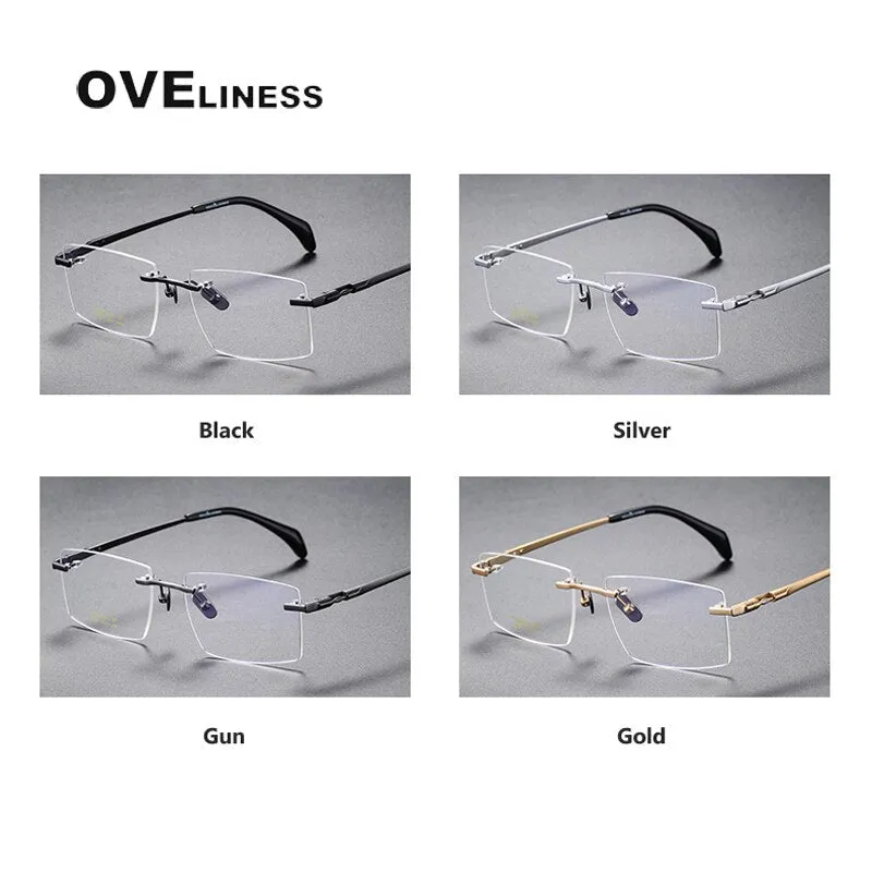 Oveliness Unisex Rimless Square Titanium Eyeglasses 80841