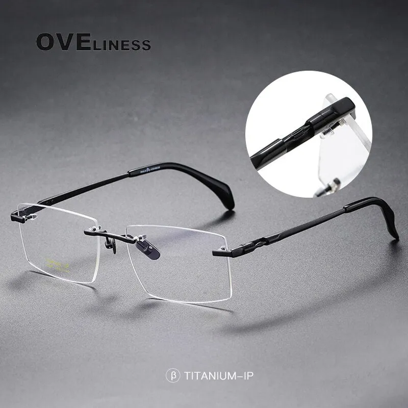 Oveliness Unisex Rimless Square Titanium Eyeglasses 80841