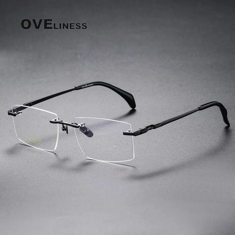 Oveliness Unisex Rimless Square Titanium Eyeglasses 80841