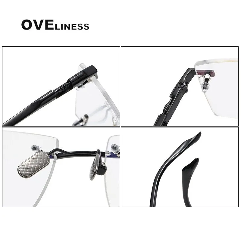 Oveliness Unisex Rimless Square Titanium Eyeglasses 80841